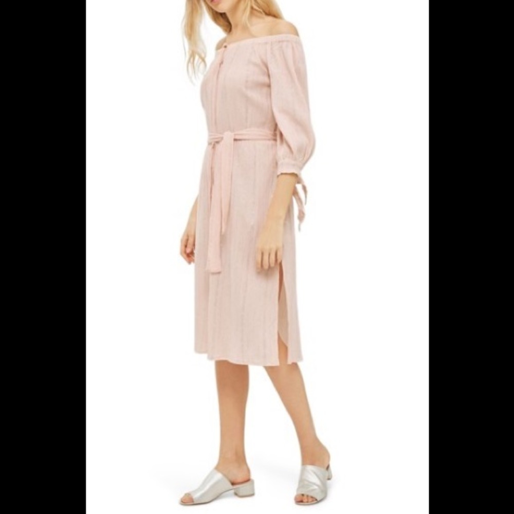 Super cute off the shoulder shirt dress